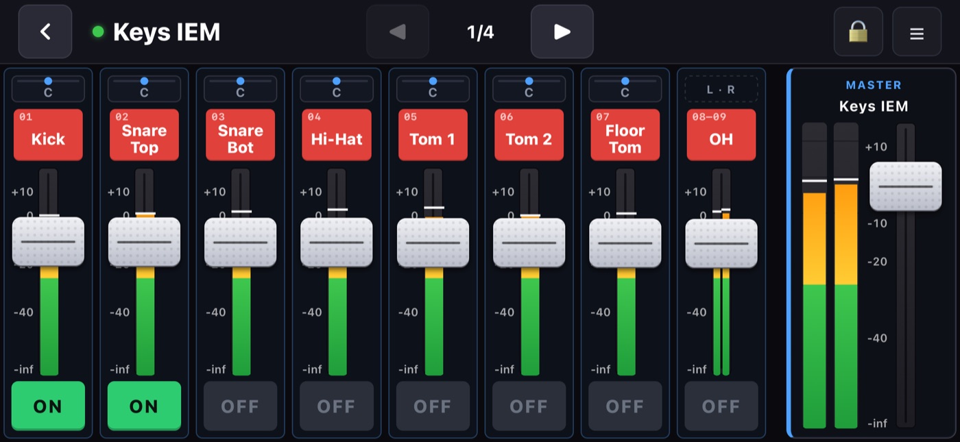 Sideways: 8 channels per page.