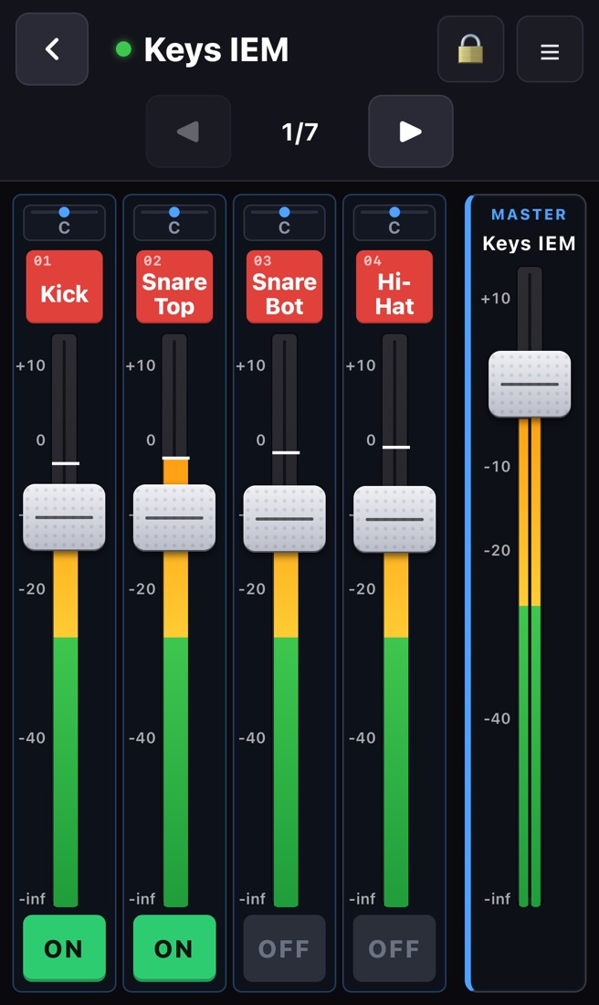 Upright: 4 channels + your master.